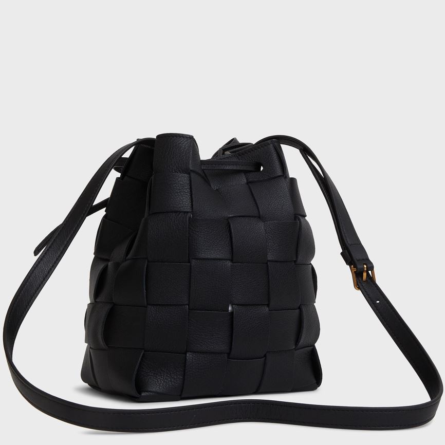 Women's Mansur Gavriel Upcycled Woven Mini Bucket Bags Black | AU 14M0HP